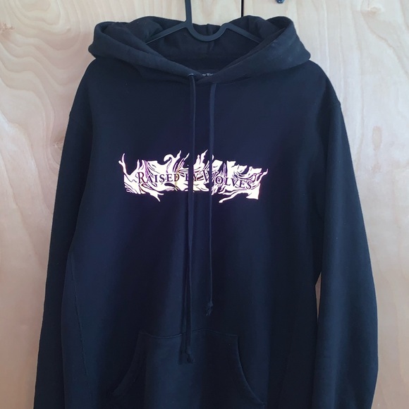 Raised By Wolves Black Hoodie - Men’s Black Hoodie, Cotton, Size Medium, - Picture 4 of 7